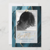 PixDezines Watecolor Agate, Blauwgroen Bar Mitzvah Kaart (Voorkant)