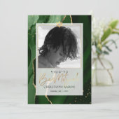 PixDezines Watecolor Groene Agaat, Bar Mitzvah Kaart (Staand voorkant)