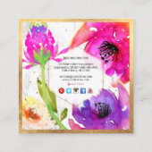 PixDezines WATER ROOS/FLORAL WATERVERF Vierkante Visitekaartje (Achterkant)