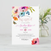 PixDezines Water Rozen Waterverf Bat Mitzvah Kaart (Staand voorkant)