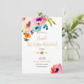 PixDezines Water Rozen Waterverf Mitzvah Kiddush Kaart (Staand voorkant)