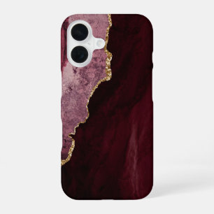 PixDezines WATERCOLOR AGATE BURGUNDY iPhone 16 Hoesje