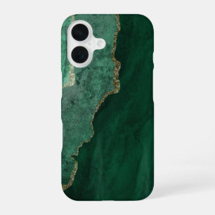 PixDezines WATERCOLOR AGATE DONKERE GROEN iPhone 16 Hoesje