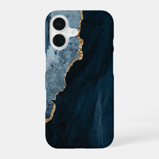 PixDezines WATERCOLOR AGATE LEISTEEN BLAUW iPhone 16 Hoesje