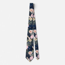 PixDezines Watercolor Bloemen Navy Blauwe Roze Nek