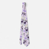 PixDezines Watercolor Bloemen Paarse Rozen Stropdas (Achterkant)