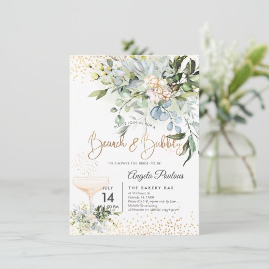 PixDezines Watercolor Blue Gum Brunch Bubbly Kaart (Staand voorkant)