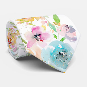 PixDezines Watercolor Delicate SpringBloom Stropdas