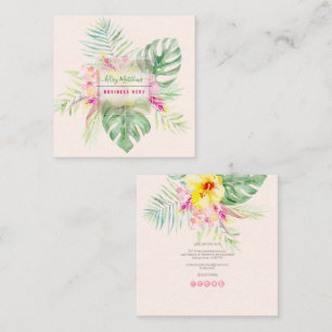 PixDezines Watercolor Elegante Tropische Paradijs Vierkante Visitekaartje