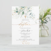 PixDezines Watercolor Eucalyptus Doopfeest Kaart (Staand voorkant)