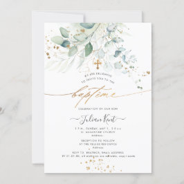 PixDezines Watercolor Eucalyptus Doopfeest Kaart