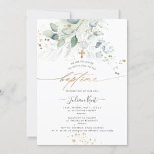 PixDezines Watercolor Eucalyptus Doopfeest Kaart