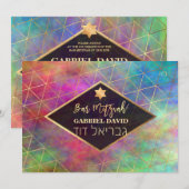 PixDezines Watercolor Geometrische Bar Mitswa Kaart (Voorkant / Achterkant)