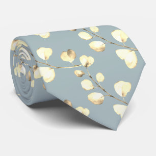 PixDezines Watercolor Goud Winter Eucalyptus Stropdas