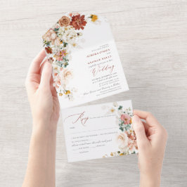 PixDezines Watercolor Herfsttuin Bloemen  All In One Uitnodiging