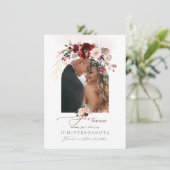 PixDezines Watercolor Marsala Rode Herfst Liefde Save The Date (Staand voorkant)
