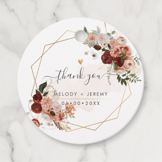 PixDezines Watercolor Marsala Rood Herfst Liefde Bedankjes Labels (Voorkant)