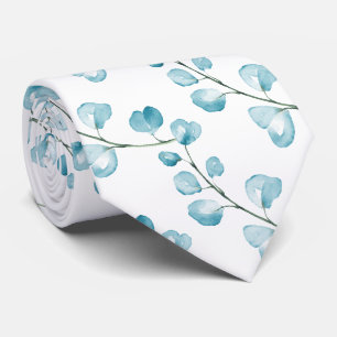 PixDezines Watercolor Mediterraan Blauw Eucalyptus Stropdas
