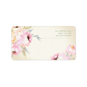 PixDezines Watercolor Pioenrozen Vintage Achtergro Etiket