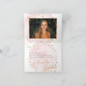 PixDezines Watercolor Roze Gouden Bat Mitzvah Bedankkaart (Binnen)