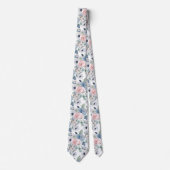PixDezines Watercolor Stof Blauwe Rose Pioenrozen Stropdas (Voorkant)