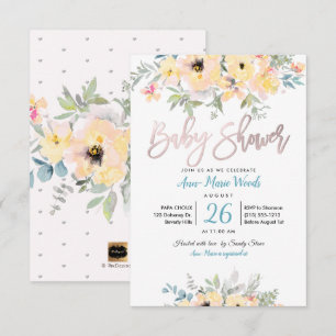 PixDezines Watercolor Tuinrozen Baby Shower Kaart