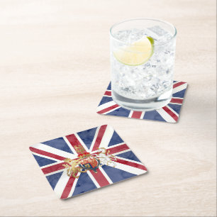 PIXDEZINES WATERCOLOR UNION JACK en INSIGNIA Kartonnen Onderzetters