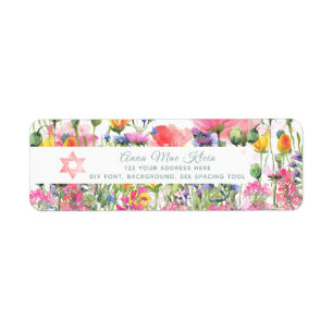 PixDezines Watercolor Wilde Bloemen Weide Etiket