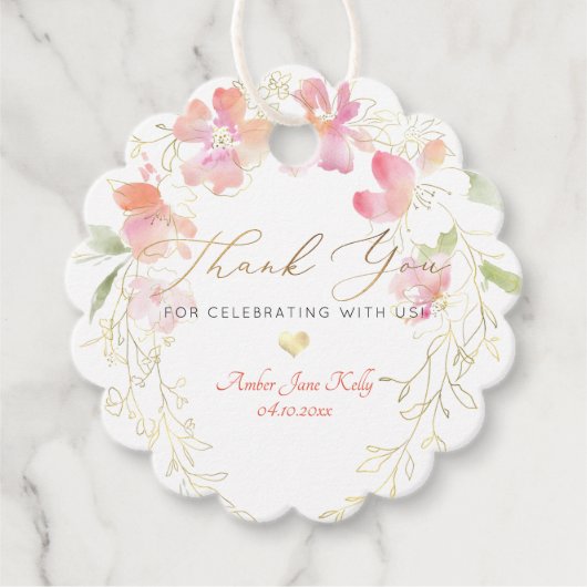 PixDezines Watercolor Zoete Erwt Krans Bedankt Bedankjes Labels (Voorkant)