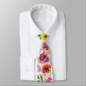 PixDezines Watercolor Zomer Bloemen Stropdas (Gebonden)