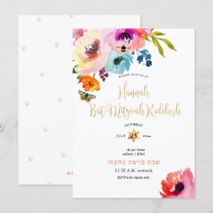 PixDezines Waterrozen Waterverf Mitzvah Kiddush Kaart