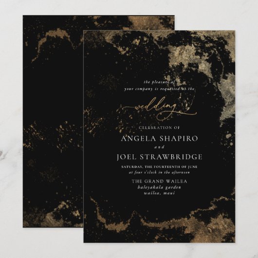 PixDezines Waterverf Abstract Faux Gold Kaart (Voorkant / Achterkant)