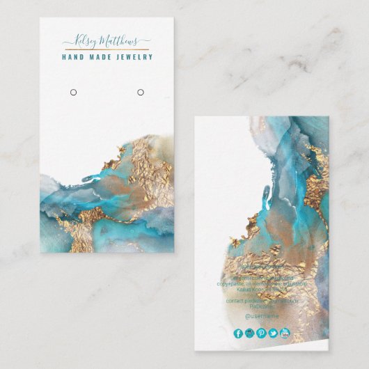 PixDezines Waterverf Abstracte Galaxy Earringen Bu Visitekaartje (Voorkant / Achterkant)