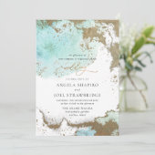 PixDezines Waterverf Abstracte Ocean Gold Seafoam  Kaart (Staand voorkant)