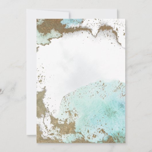 PixDezines Waterverf Abstracte Ocean Gold Seafoam  Kaart (Achterkant)