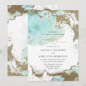 PixDezines Waterverf Abstracte Ocean Gold Seafoam  Kaart (Voorkant / Achterkant)