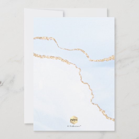 PixDezines Waterverf Agaat Baby Blauw Goud Doop Kaart (Achterkant)