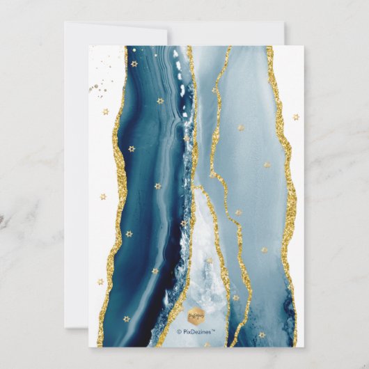 PixDezines Waterverf Agaat, Blauwgroen Goud Kaart (Achterkant)