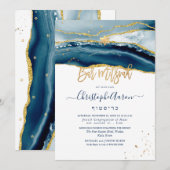 PixDezines Waterverf Agaat, Blauwgroen Goud Kaart (Voorkant / Achterkant)