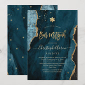 PixDezines Waterverf Agaat, Blauwgroen Goud Kaart (Voorkant / Achterkant)