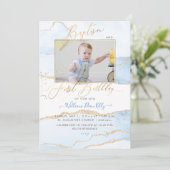 PixDezines Waterverf Agate Baptism 1st Birthday Kaart (Staand voorkant)