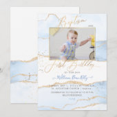 PixDezines Waterverf Agate Baptism 1st Birthday Kaart (Voorkant / Achterkant)