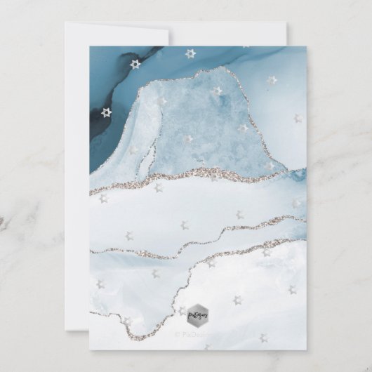 PixDezines Waterverf Agate Blauwgroen Blue Bar Mit Kaart (Achterkant)