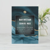 PixDezines Waterverf Agate Blauwgroen Mitzvah Invi Kaart (Staand voorkant)