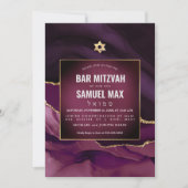 PixDezines Waterverf Agate Bourgogne Mitzvah Kaart (Voorkant)