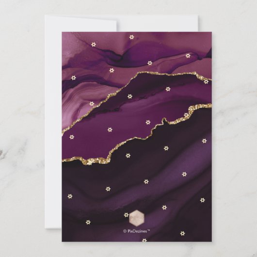 PixDezines Waterverf Agate Bourgogne Mitzvah Kaart (Achterkant)