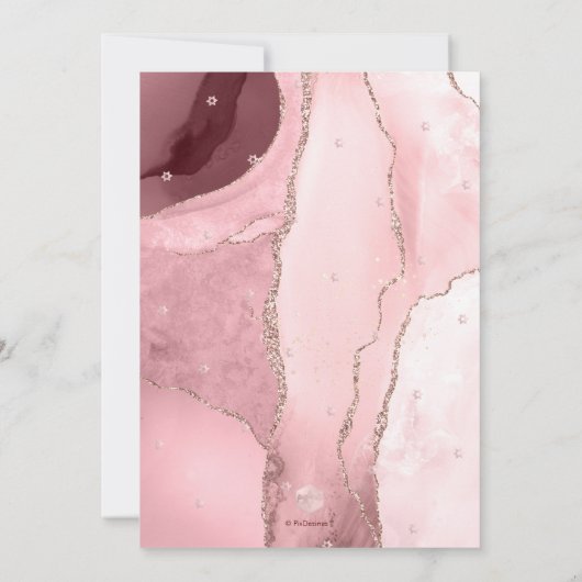 PixDezines Waterverf Agate Burgundy Bat Mitzvah Kaart (Achterkant)