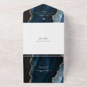 PixDezines Waterverf Agate Leiste Blau Bar Mitswa All In One Uitnodiging (Buitenkant)