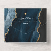 PixDezines Waterverf Agate Leiste Blau Bar Mitswa All In One Uitnodiging (Achterkant)