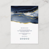 PixDezines Waterverf Agate Navy Gold Visitekaartje (Achterkant)